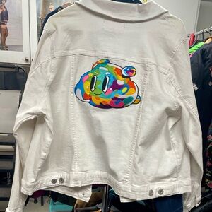 Torrid White Denim Jacket with Awesome Patch